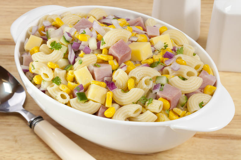 Macaroni Salad With Cheese Cubes
 Macaroni Pasta Salad With Ham And Cheese Stock Image