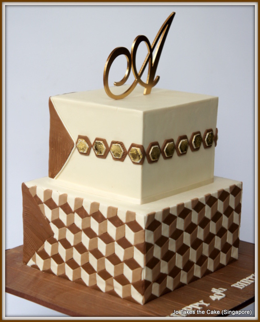 Male Birthday Cakes
 Geometric 40Th Birthday Cake For A Male Hotel Developer
