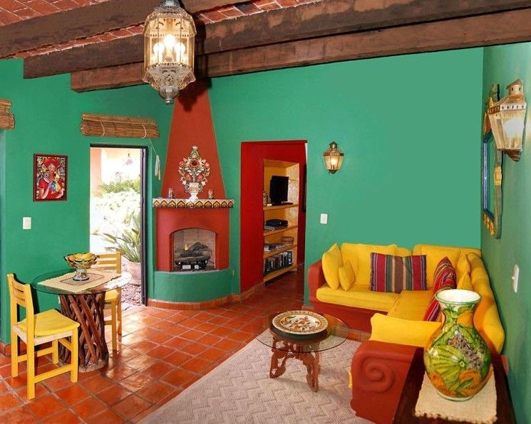 Mexican Living Room Decor
 Living Room with bright Mexican colours