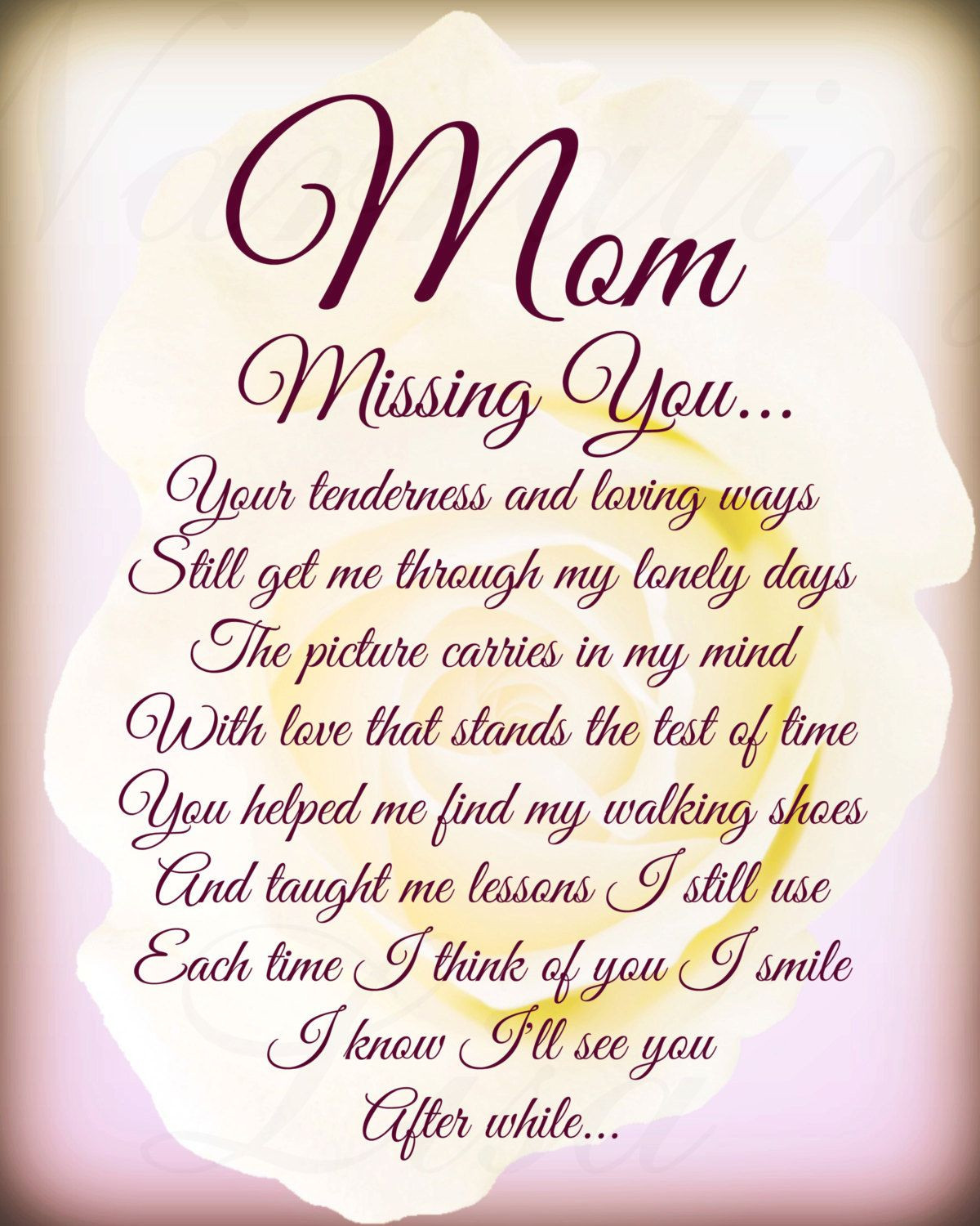 Missing My Mother Quotes
 mum memorial poem