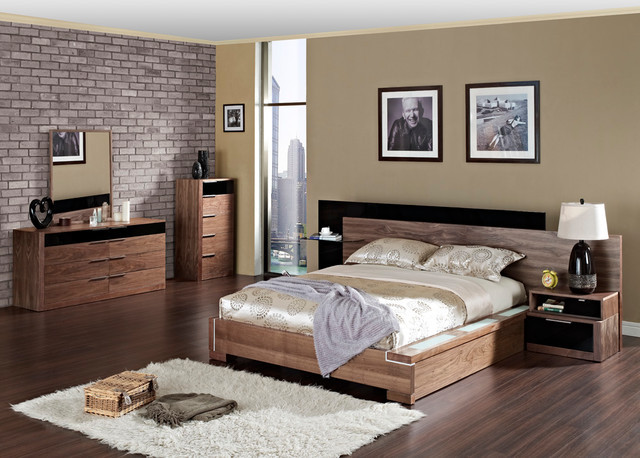 Modern Wood Bedroom Furniture
 Elegant Wood Elite Modern Bedroom Sets with Extra Storage