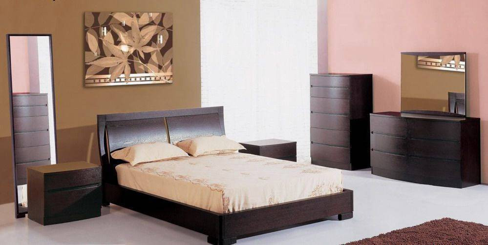 Modern Wood Bedroom Furniture
 Modern Wenge 5 Piece Elegant Solid Wood Bedroom Set KING