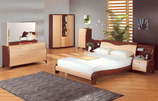 Modern Wood Bedroom Furniture
 Elegant Wood Elite Modern Bedroom Sets with Extra Storage