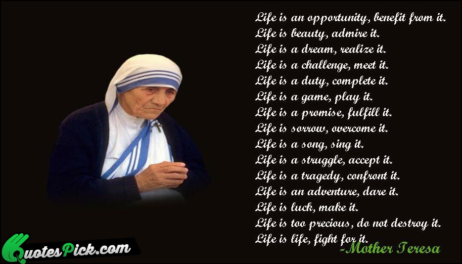 Mother Teresa Quotes About Life
 Mother Teresa Quotes Life QuotesGram