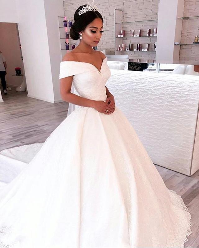 Off The Shoulder Wedding Gown
 Vintage f Shoulder V neck Wedding Dresses Lace Ball