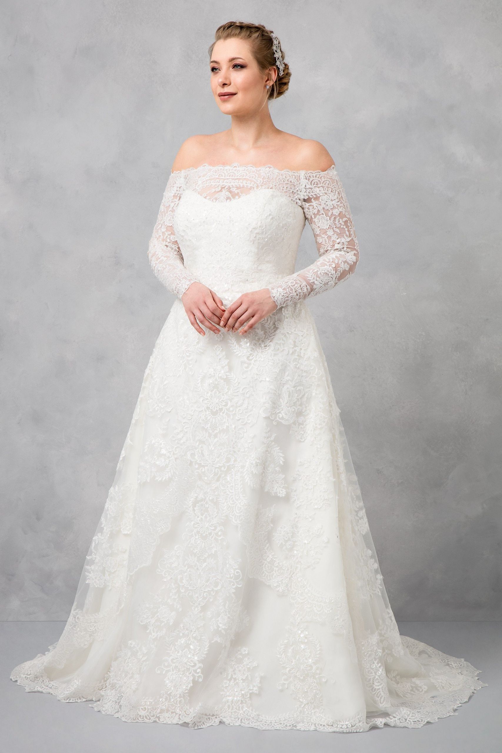 Off The Shoulder Wedding Gown
 f The Shoulder Plus Size A Line Wedding Dress 8CWG765