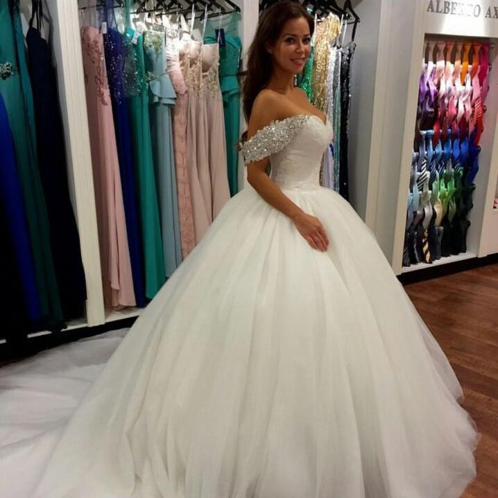 Off The Shoulder Wedding Gown
 Wonderful Beaded f the Shoulder Ball Gown Bridal Gown
