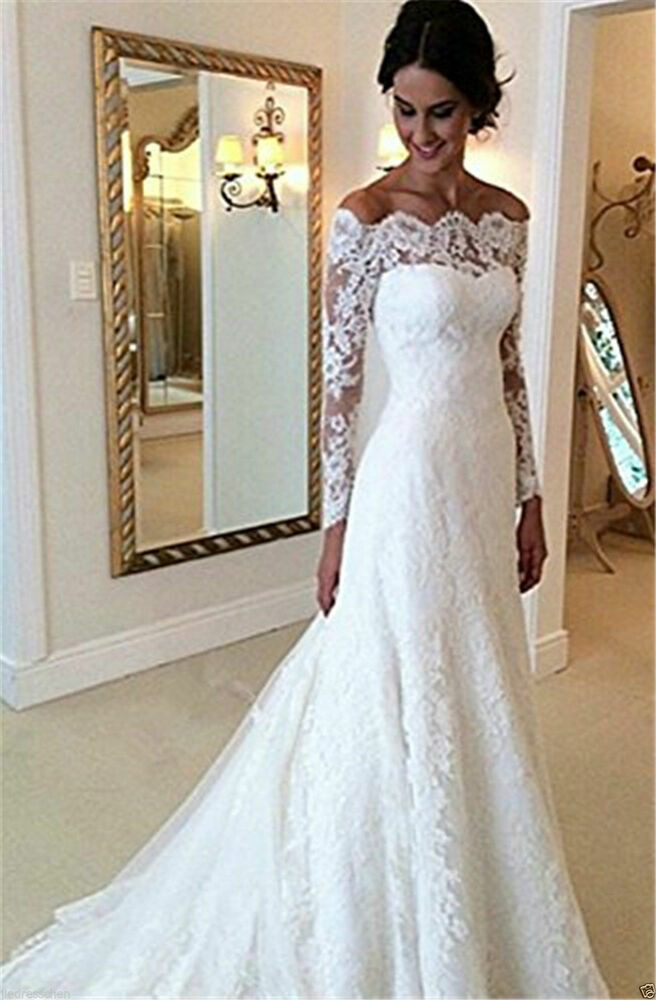 Off The Shoulder Wedding Gown
 New Elegant Lace Wedding Dresses White Ivory f The
