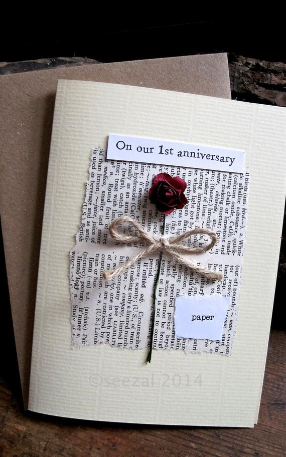 Paper Wedding Anniversary Gift Ideas
 Romantic and understated First Wedding Anniversary card