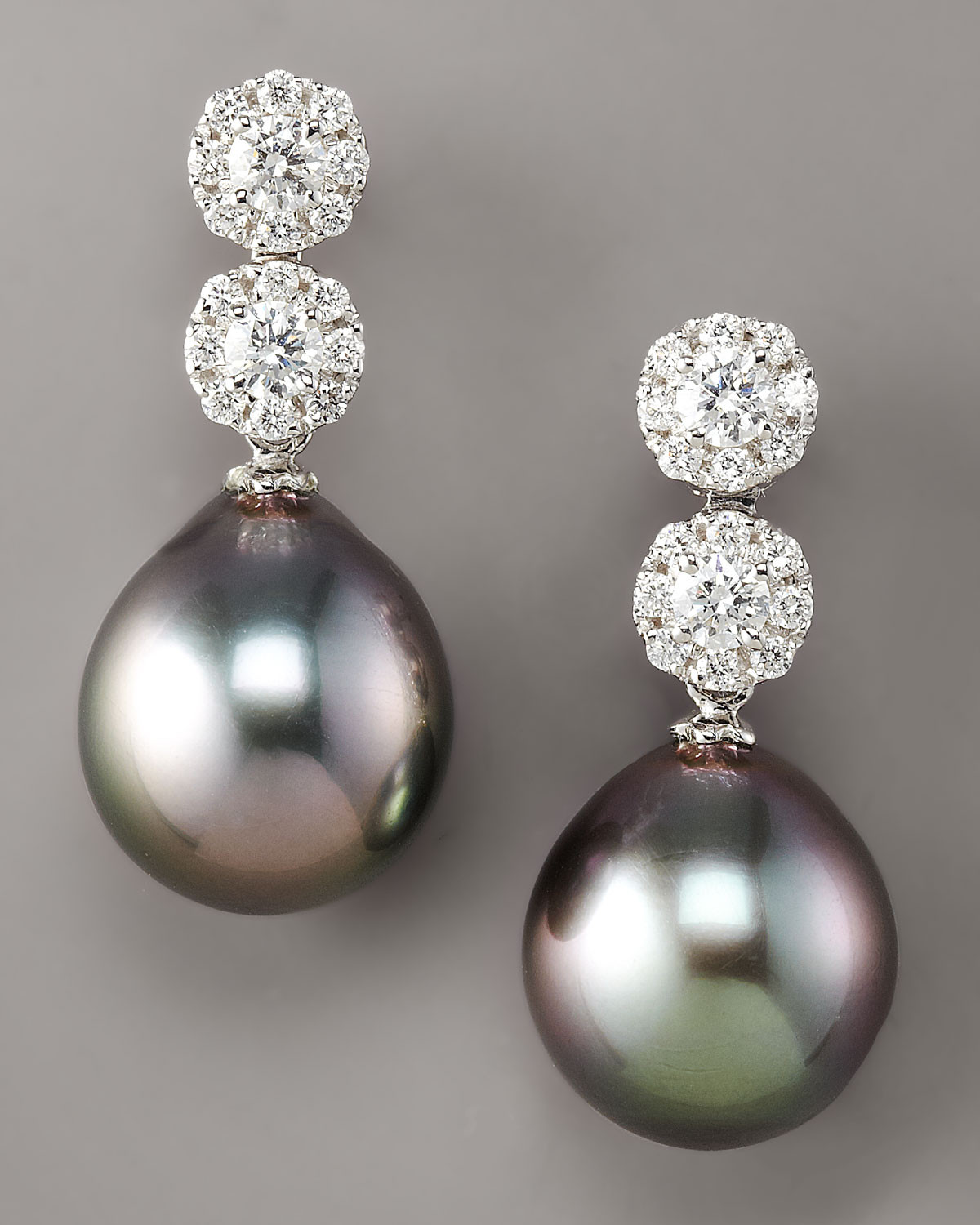 Pearl Diamond Earrings
 Assael Diamond & Pearl Drop Earrings in Black