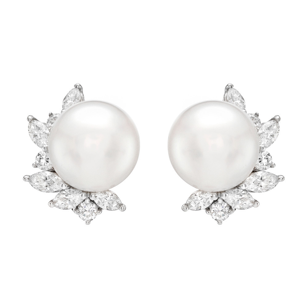 Pearl Diamond Earrings
 Betteridge South Sea Pearl & Diamond Earrings