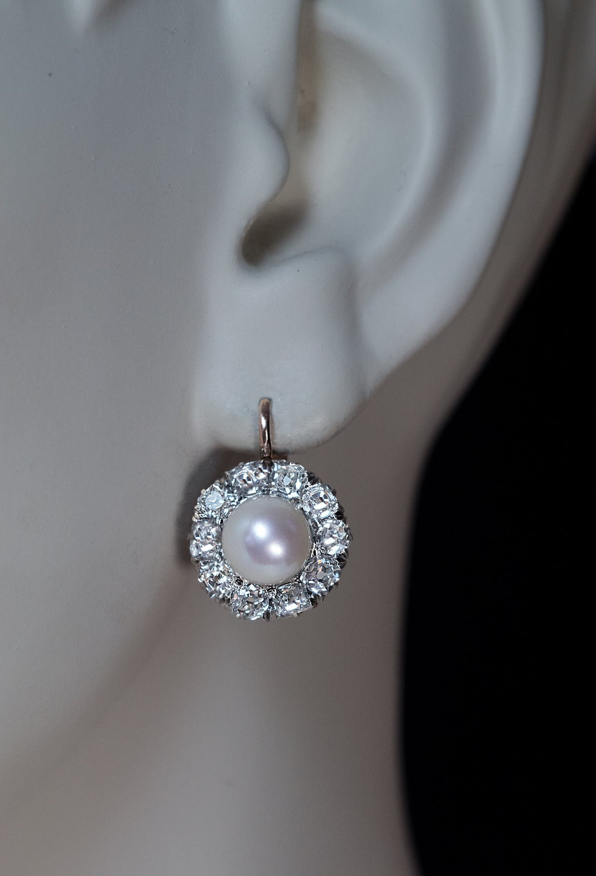 Pearl Diamond Earrings
 Antique Pearl Diamond Cluster Earrings at 1stdibs