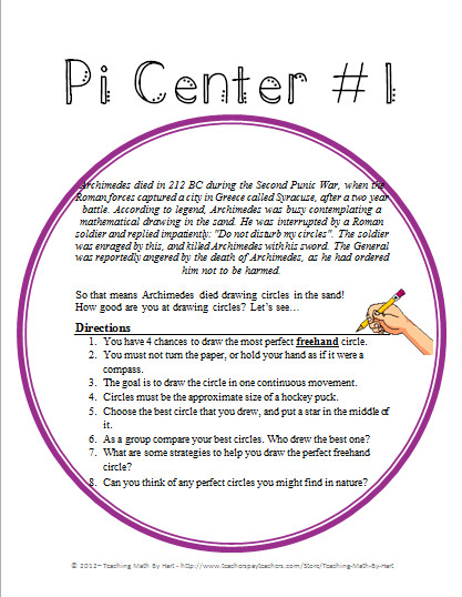 Pi Day Activities Algebra
 Teaching Math by Hart