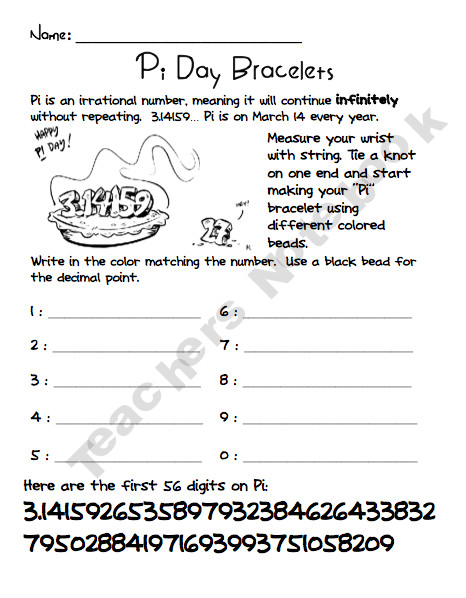 Pi Day Activities For Elementary School
 Pi Day Bracelets