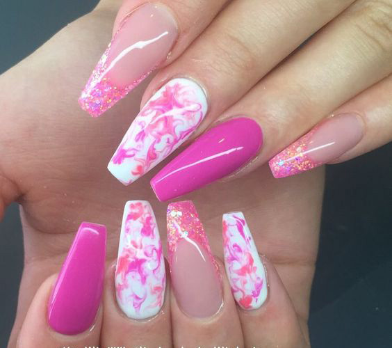 Pink And White Nail Designs
 60 Best Pink Acrylic Nail Art Designs