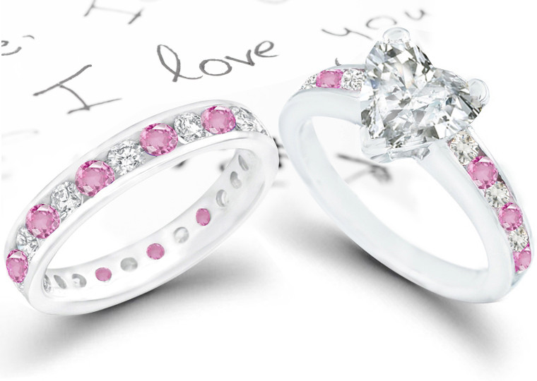 Pink Sapphire Wedding Rings
 Affordable Pink Sapphire & Diamond Eternity Band