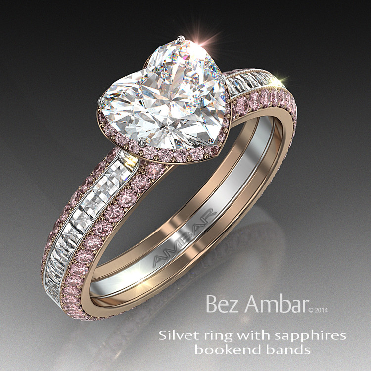 Pink Sapphire Wedding Rings
 Pink Sapphire Engagement Ring Set