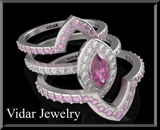 Pink Sapphire Wedding Rings
 Pink Sapphire And Diamond Wedding Ring Set Engagement Ring
