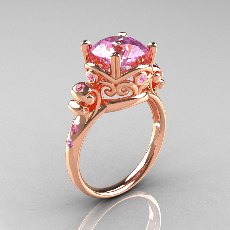 Pink Sapphire Wedding Rings
 Modern Vintage 10K Rose Gold 2 5 Ct Light Pink Sapphire