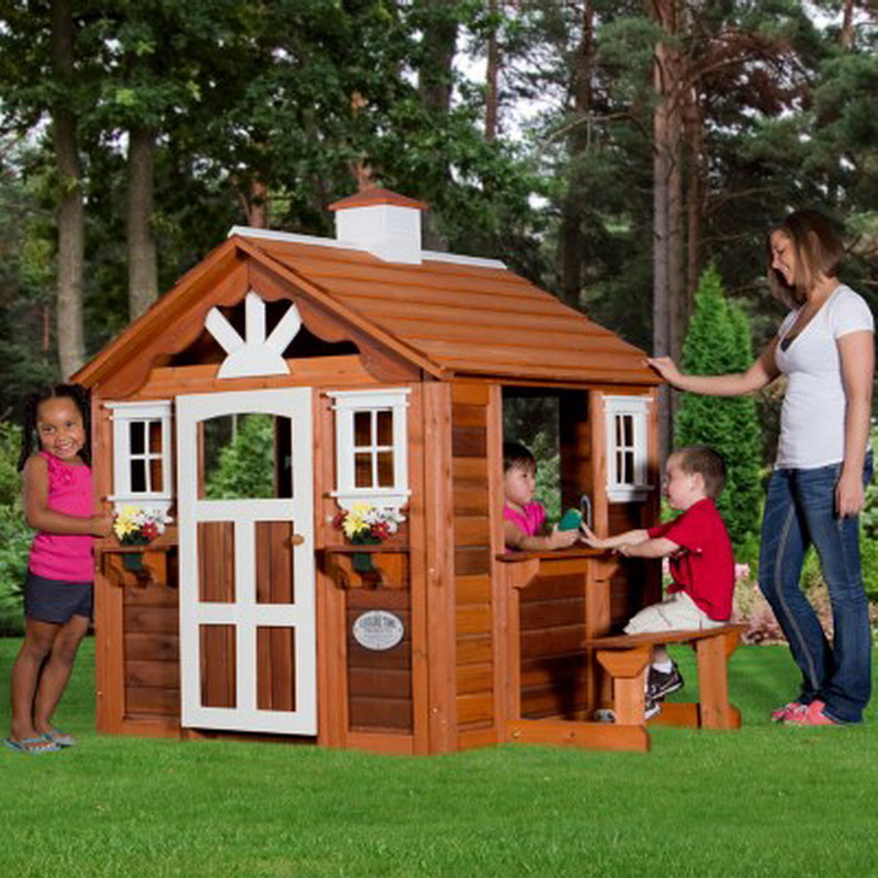 Play House For Kids Outdoor
 New Kids Wooden Summer Cottage Playhouse Outdoor Cedar