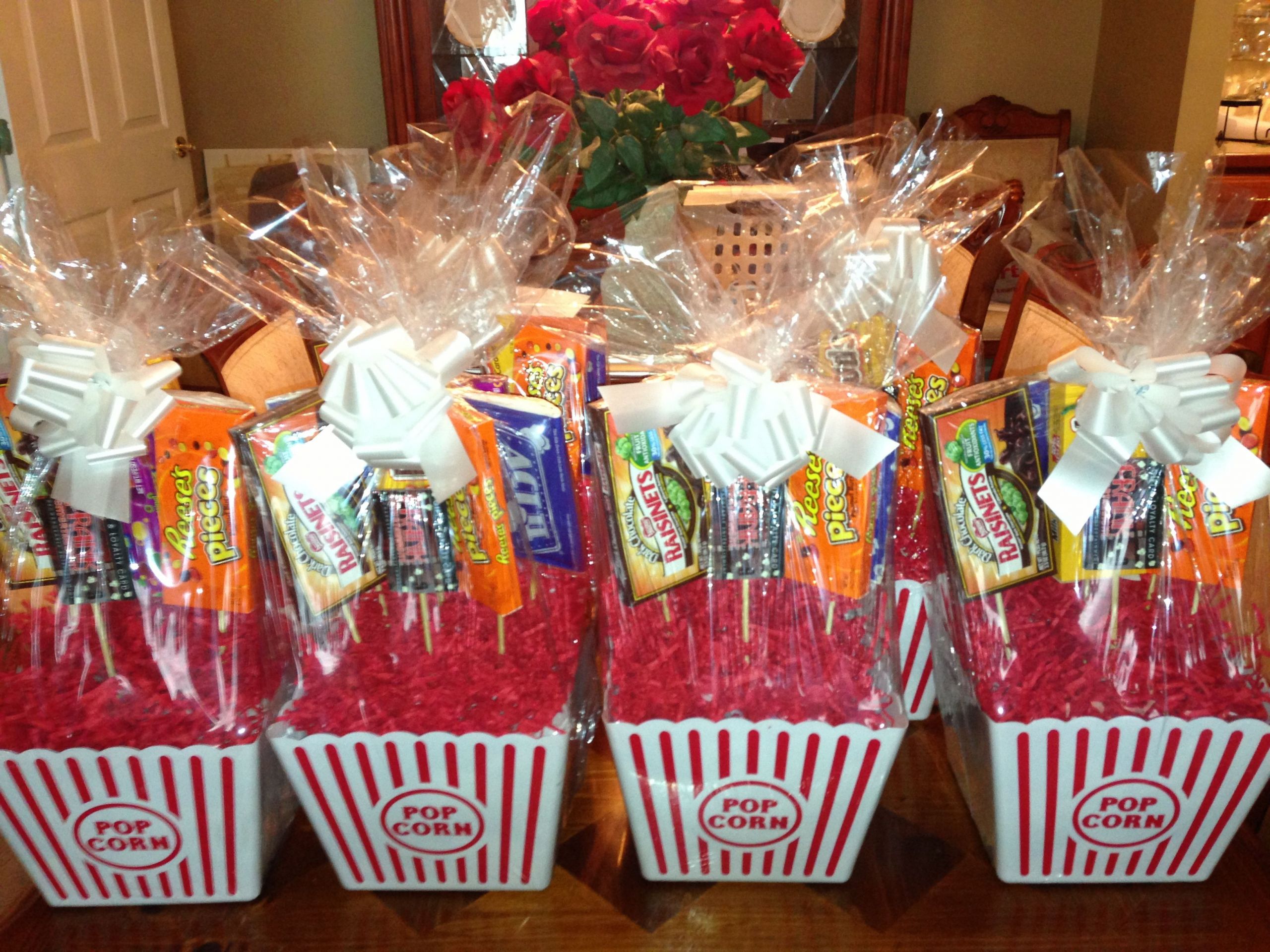 Popcorn Movie Gift Basket Ideas
 Movie t baskets Each contains a $10 movie theatre t