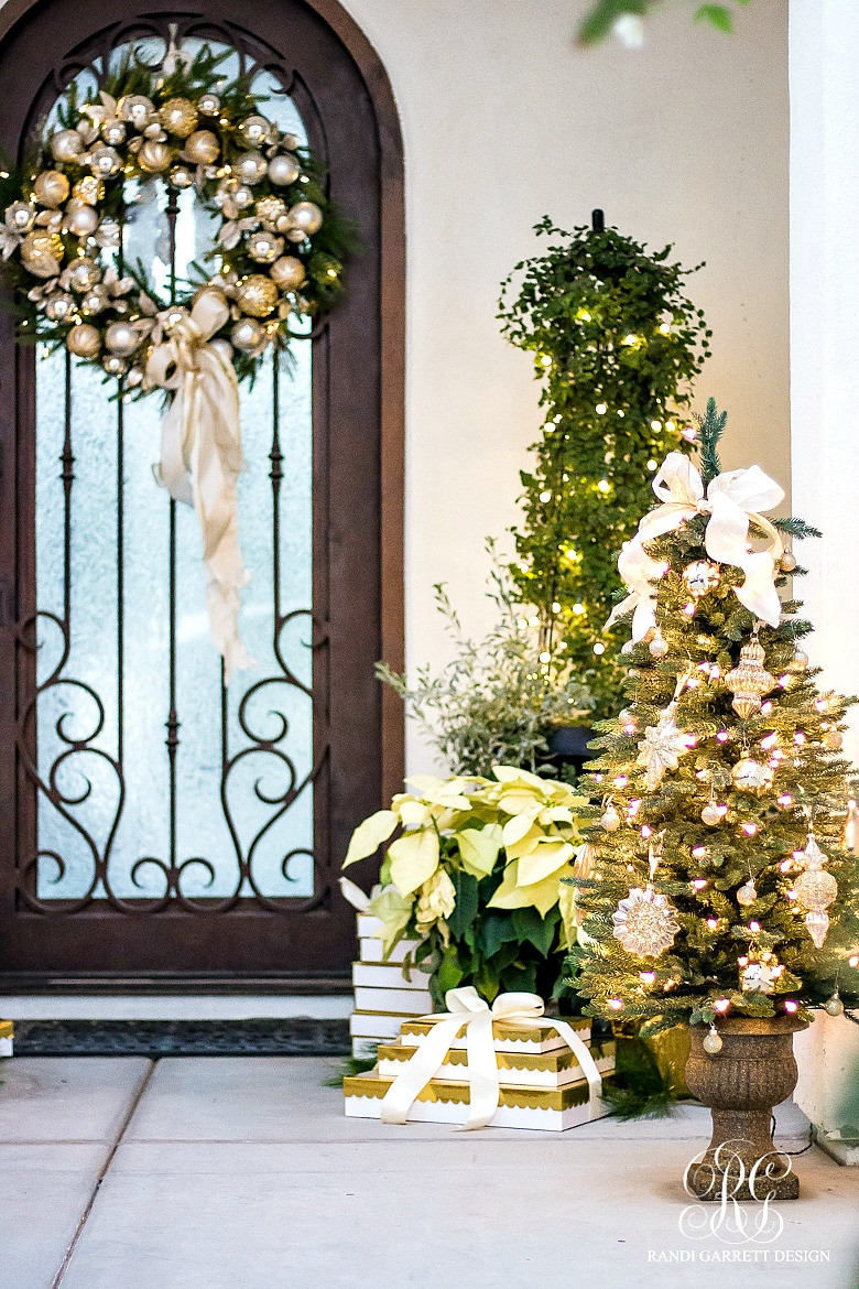 Porch Christmas Tree
 Silver and Gold Christmas Front Porch Randi Garrett Design