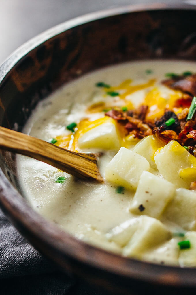 Potato Soup Recipes With Bacon
 Creamy Potato Soup With Bacon And Cheese Savory Tooth