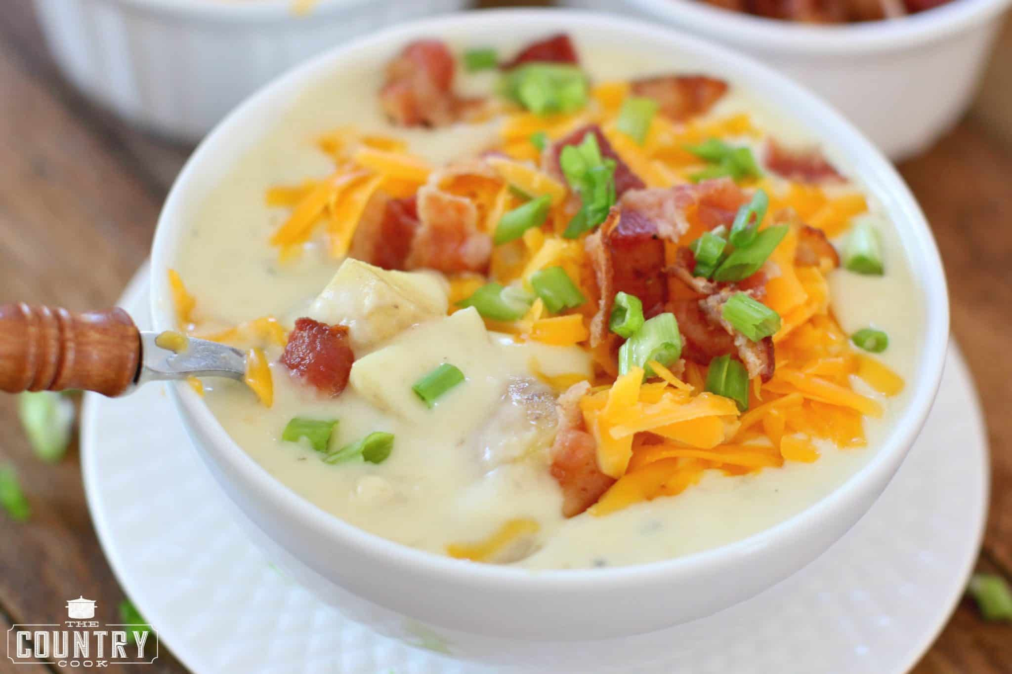 Potato Soup Recipes With Bacon
 Crockpot Cheddar Bacon Ranch Potato Soup The Country Cook