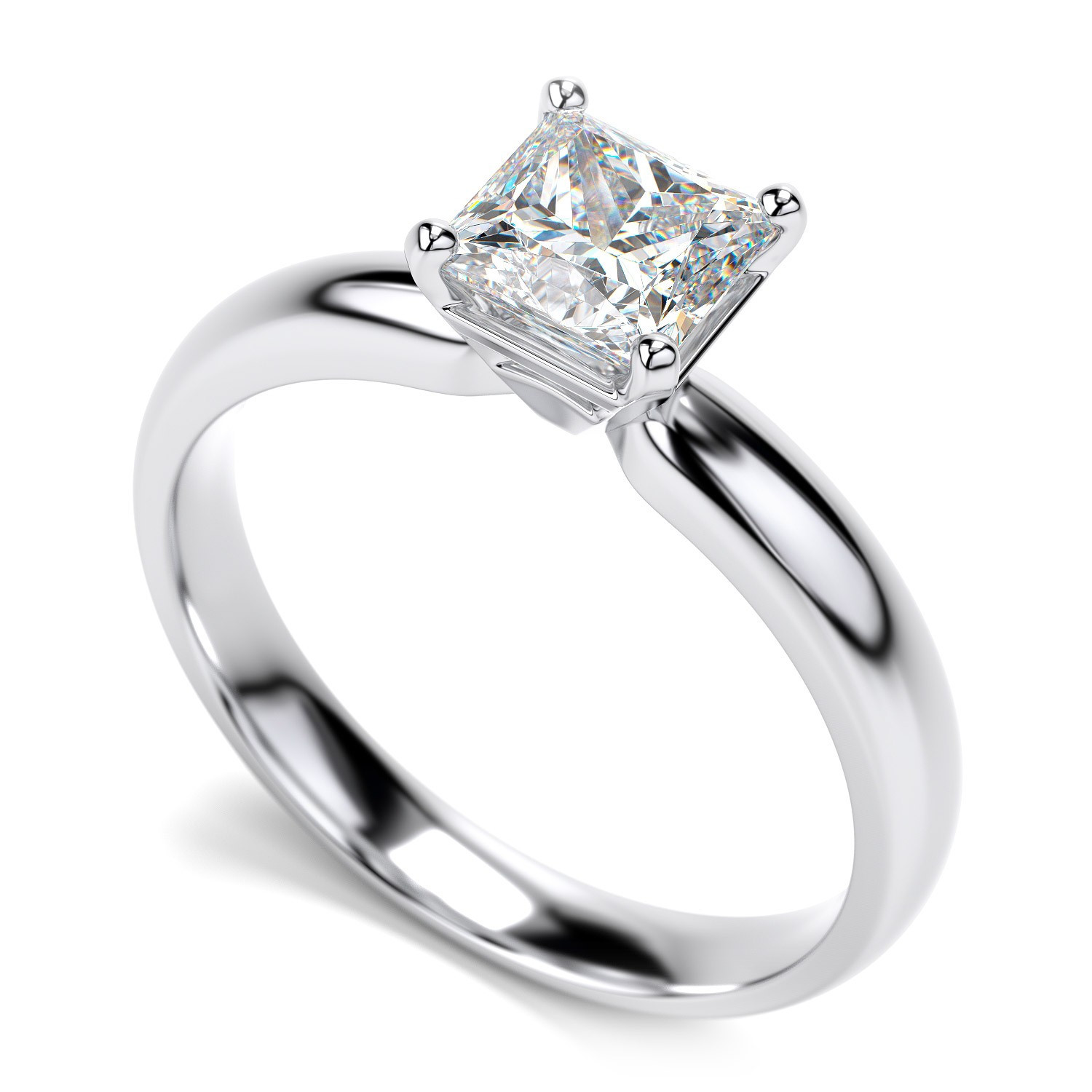 Princess Cut Diamond Engagement Rings White Gold
 14K White Gold Diamond Princess Cut Solitaire Engagement