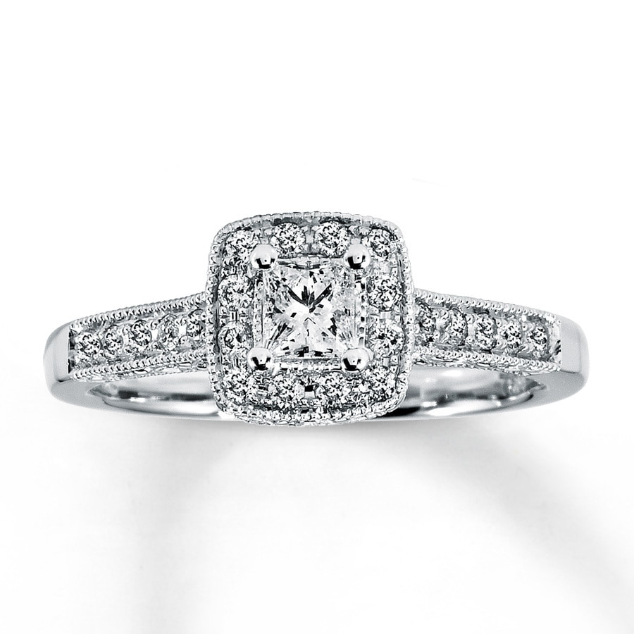 Princess Cut Diamond Engagement Rings White Gold
 Diamond Engagement Ring 1 2 ct tw Princess Cut 14K White