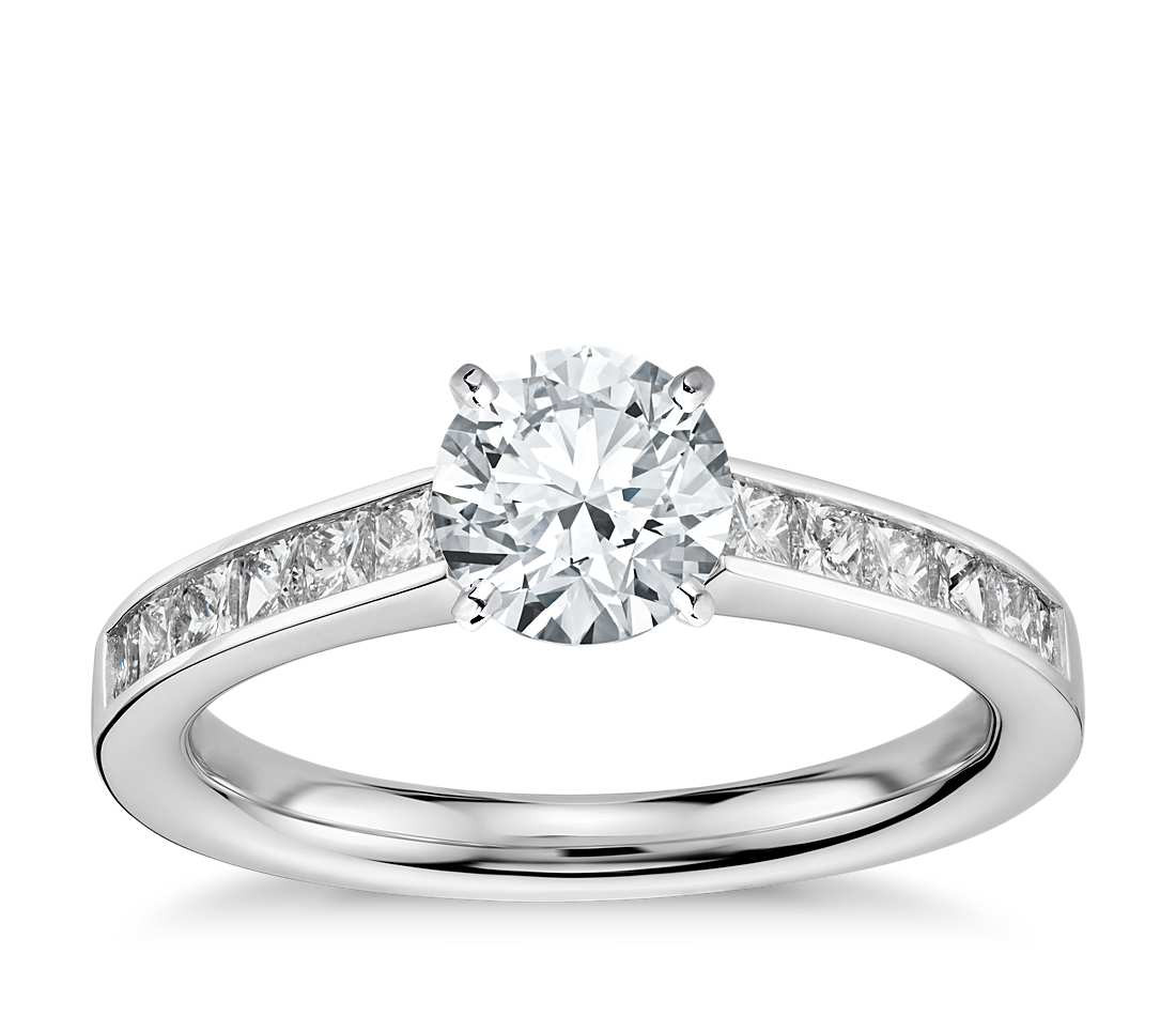 Princess Cut Diamond Engagement Rings White Gold
 Princess Cut Channel Set Diamond Engagement Ring in 14k