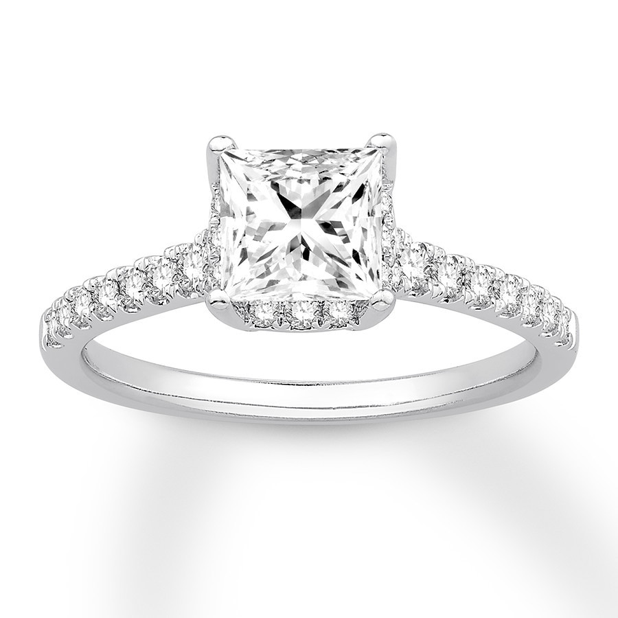Princess Cut Diamond Engagement Rings White Gold
 Princess cut Diamond Engagement Ring 1 1 3 ct tw 14K White