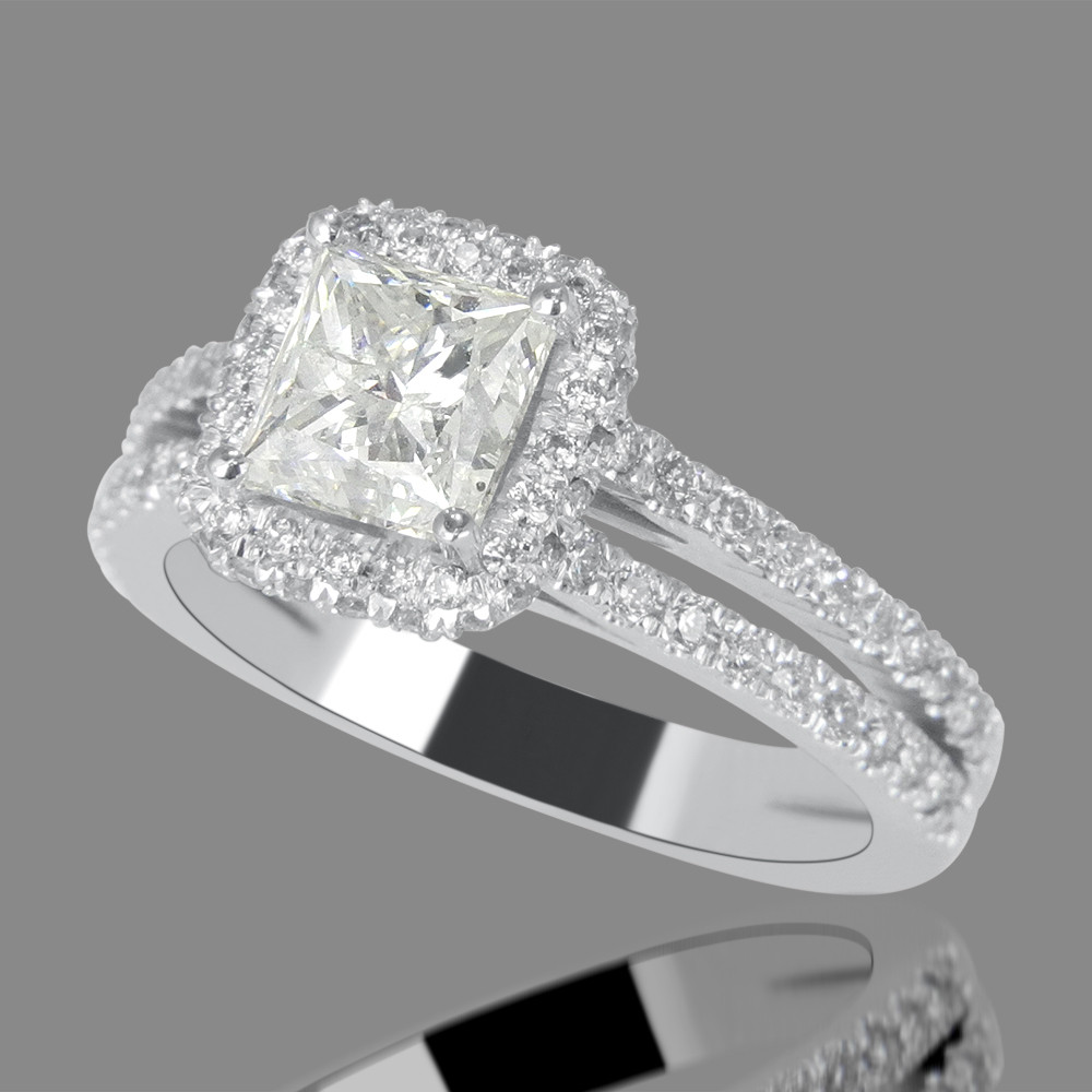 Princess Cut Diamond Engagement Rings White Gold
 3 Carat Princess Cut Diamond Engagement Ring F SI1 18K