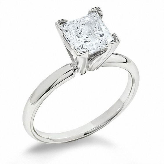 Princess Cut Diamond Engagement Rings White Gold
 2 CT Princess Cut Diamond Solitaire Engagement Ring in