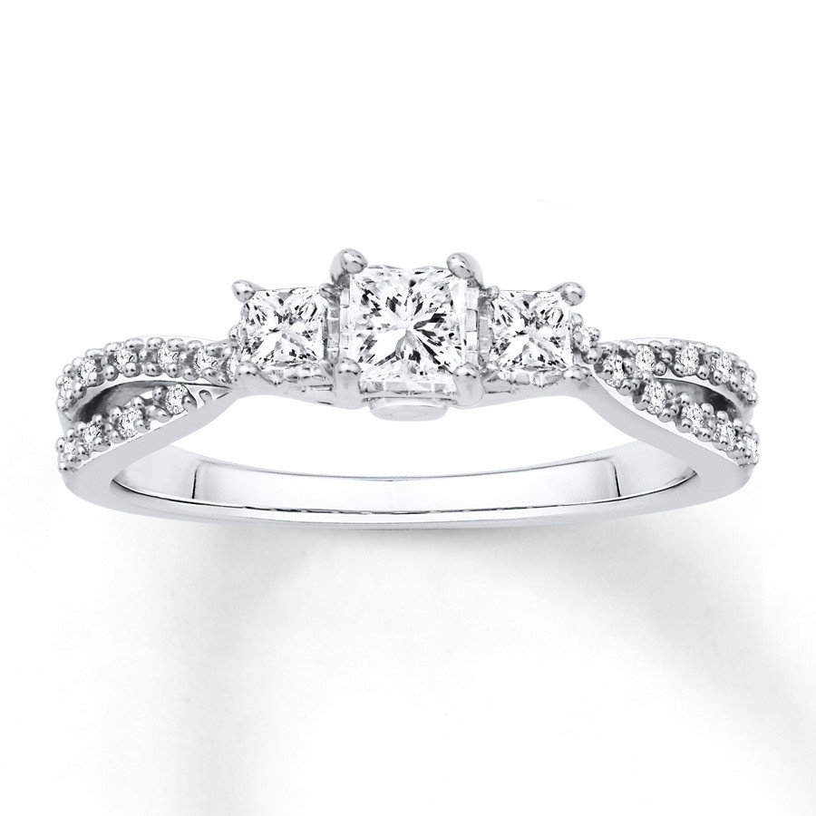 Princess Cut Diamond Engagement Rings White Gold
 Diamond Engagement Ring 1 2 ct tw Princess cut 14K White