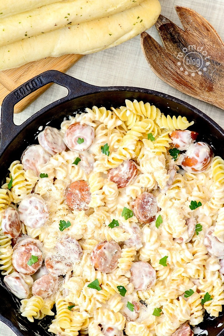Quick Dinner For Two
 Spicy sausage Alfredo Recipe