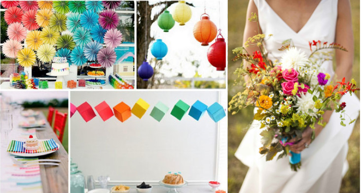 Rainbow Themed Wedding
 de Lovely Affair Rainbow Wedding Decor Top Trend for