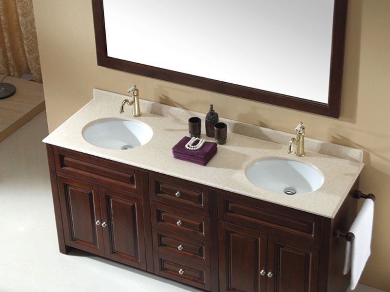 Real Wood Bathroom Vanities
 72" Double Sink Solid Wood Traditional Design Bathroom