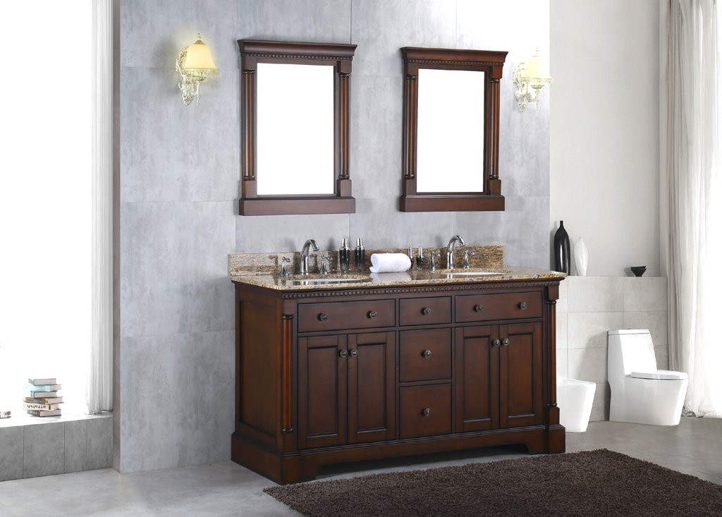 Real Wood Bathroom Vanities
 New Solid Wood 60" Double Bathroom Vanity Sink Cabinet w