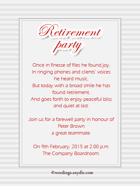 Retirement Party Program Ideas
 Retirement Party Invitation Wording Ideas and Samples