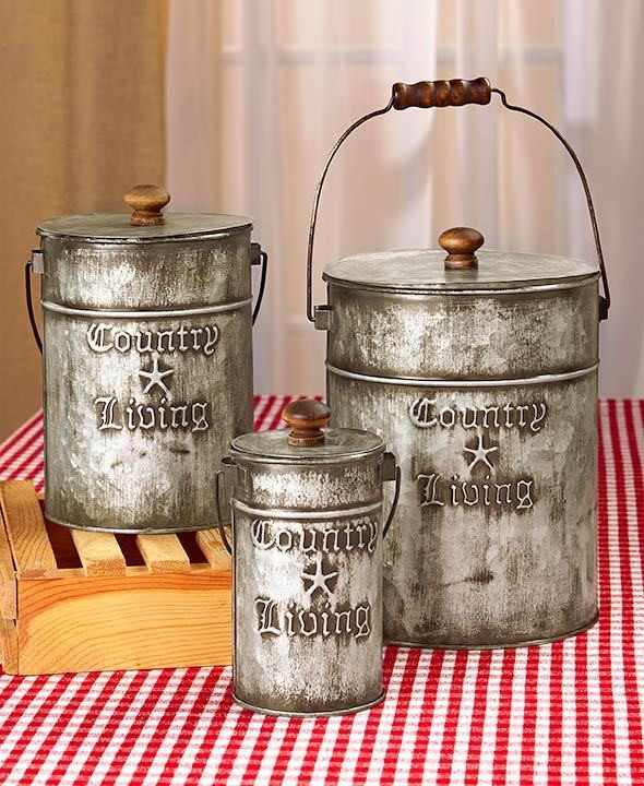 Rustic Kitchen Canister Sets
 Country Living Set 3 Metal Canisters Rustic Primitive