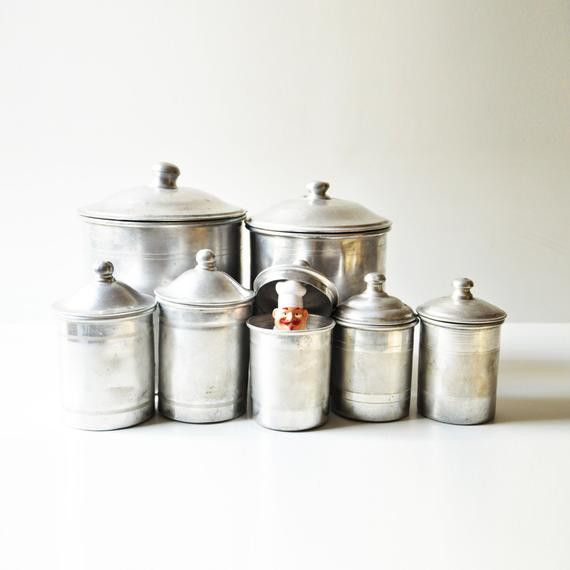 Rustic Kitchen Canister Sets
 Set of 7 Vintage Aluminum Kitchen Canisters Rustic Kitchen