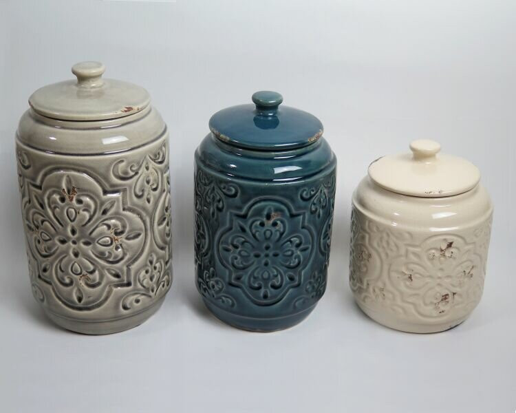Rustic Kitchen Canister Sets
 DrewDeRoseDesigns Rustic Quilted 3 Piece Kitchen Canister