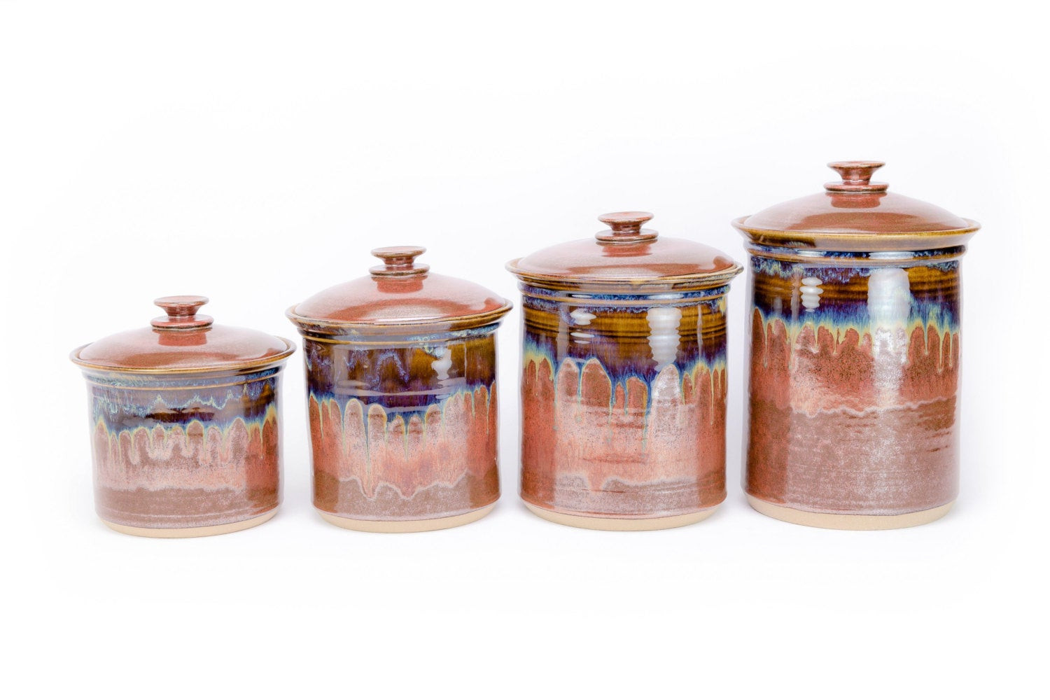 Rustic Kitchen Canister Sets
 4 piece hand thrown pottery canister Set in Rustic Glaze