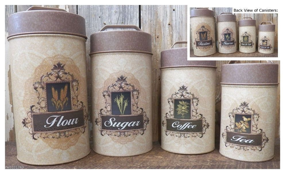 Rustic Kitchen Canister Sets
 French Food Safe Tin Canister Set rustic vintage country