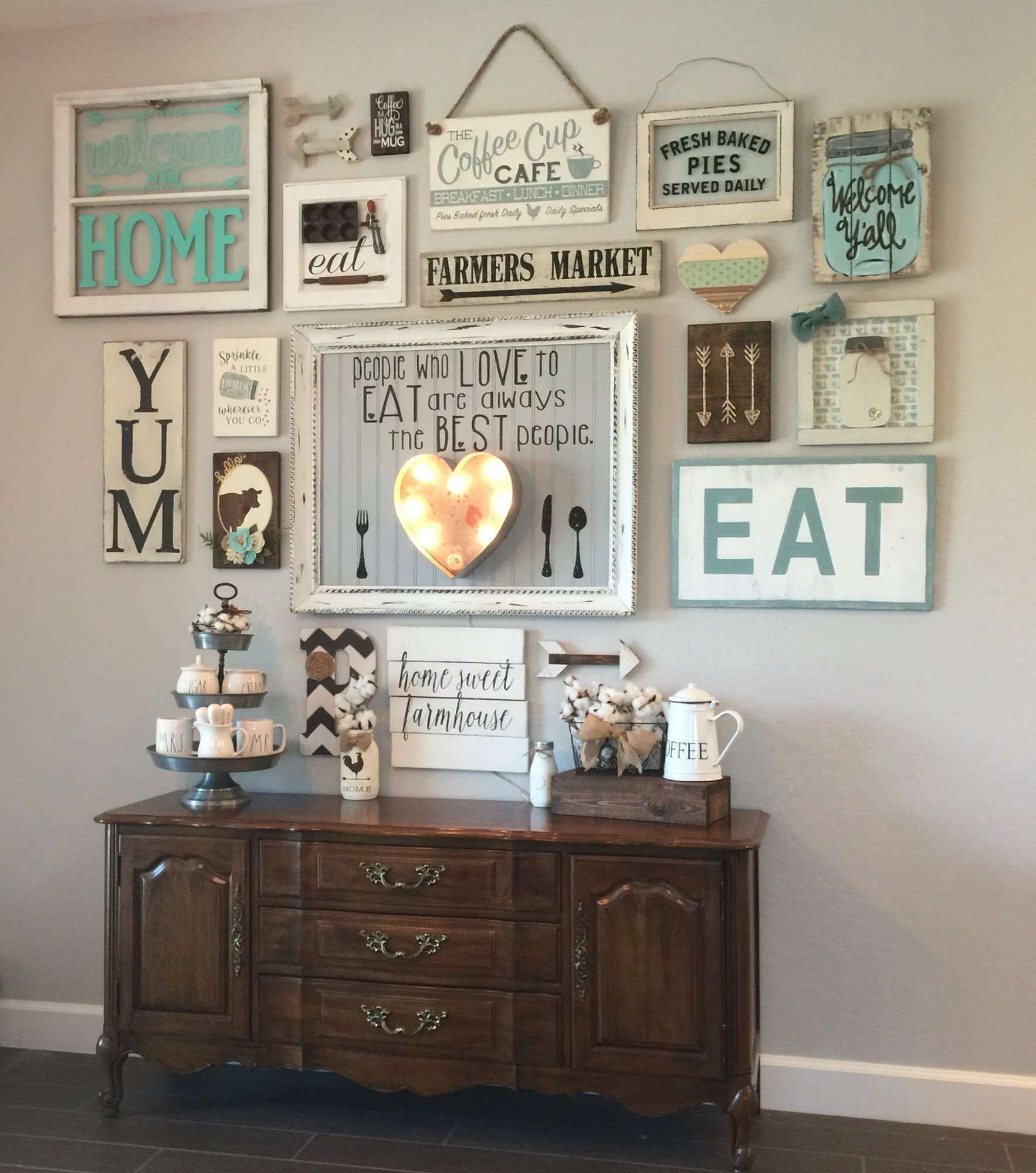 Rustic Kitchen Wall Art
 My gallery wall in our kitchen I m colewifey on IG