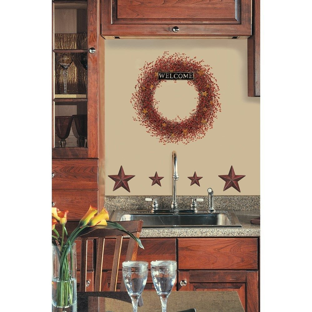 Rustic Kitchen Wall Art
 New Berry Vines WREATH & STARS WALL DECALS Country Kitchen