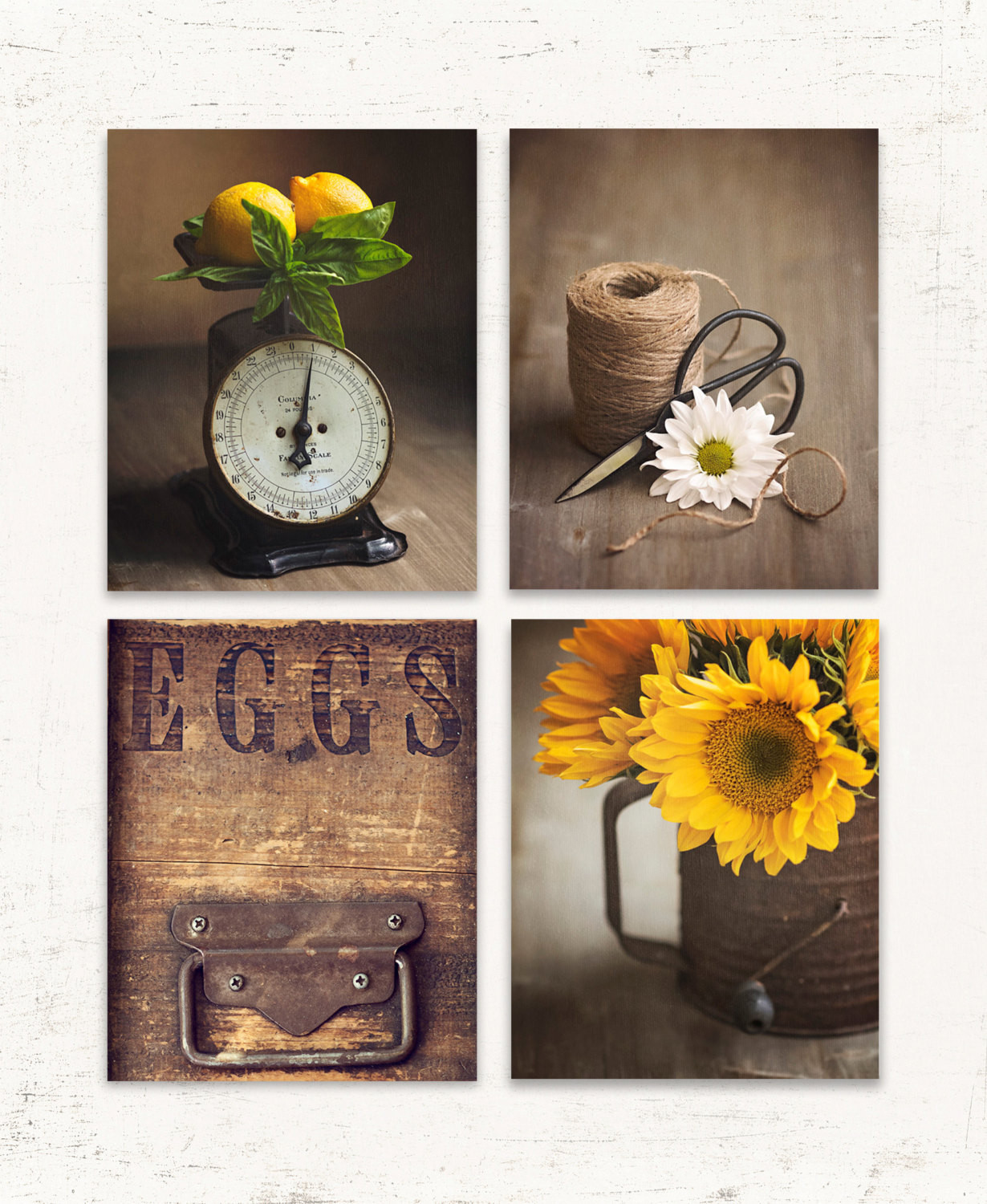Rustic Kitchen Wall Art
 Rustic Kitchen Wall Art SET of FOUR Prints or Canvases Brown