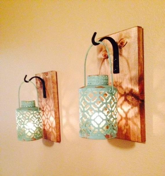 Rustic Kitchen Wall Art
 Rustic turquoise lantern pair 2 wall decor rustic by