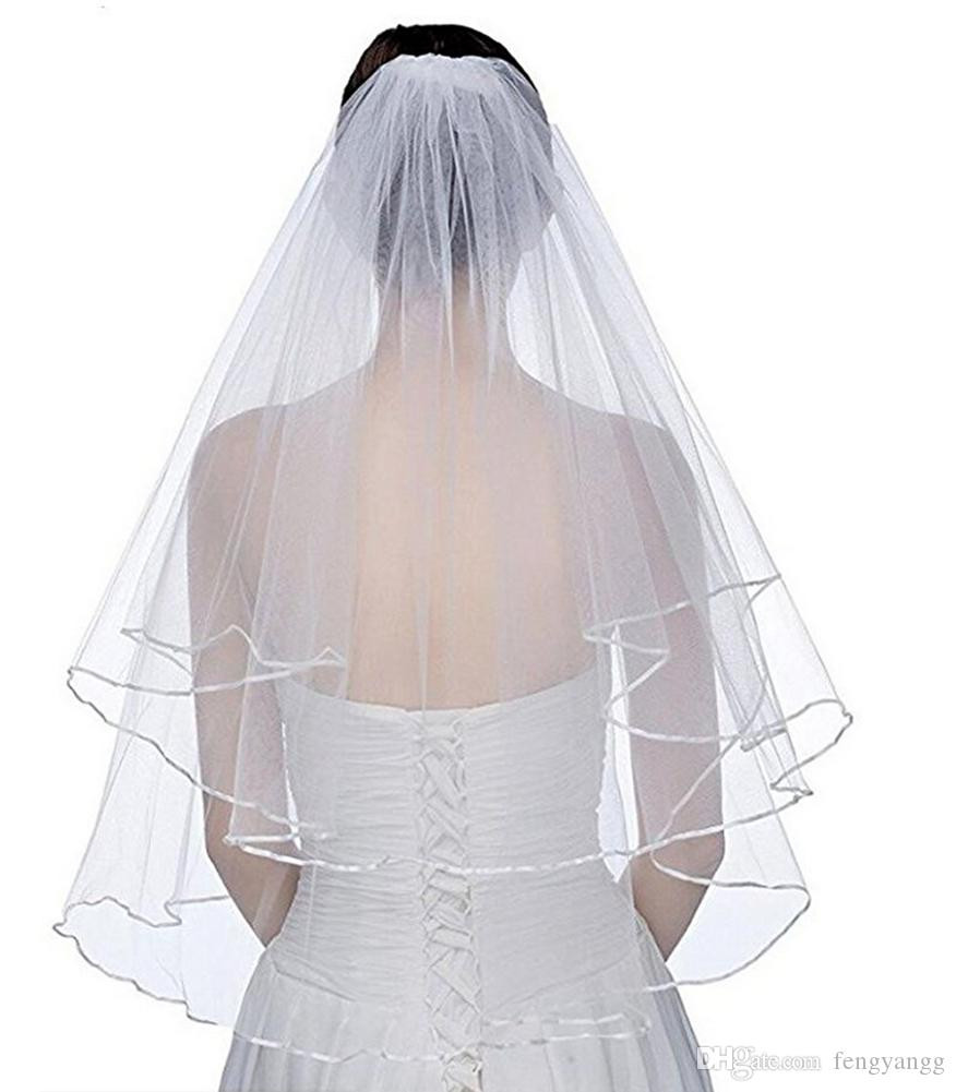Short Ivory Wedding Veils Uk
 2019 New Elegant Wedding Veils Short 2 Tier Bridal Veils